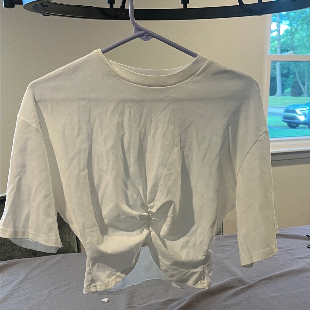 Cider Cream Ruched Short Sleeve Top